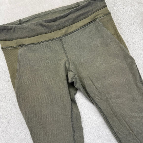 Lululemon Pants Womens 10 Refine Crop Legging in Wee Strip Heather Fatigue Green - Picture 1 of 13